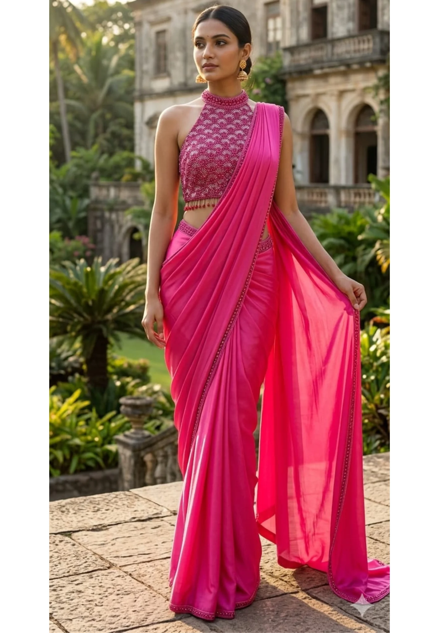 Rosé Drape Indo-Western Set