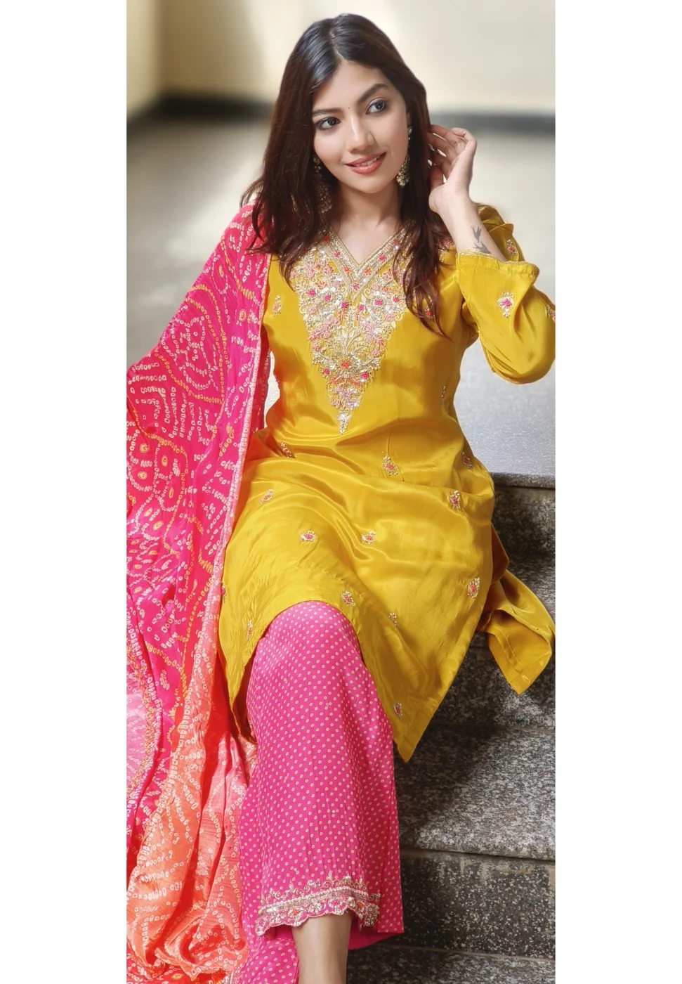 Sunshine Bandhej Kurta Set alternate view