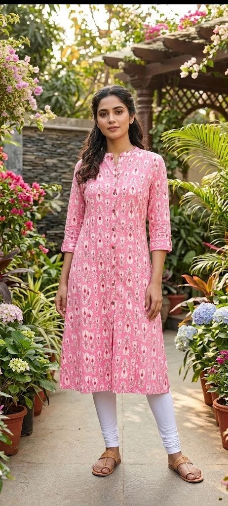 Garden Pink Printed Kurti